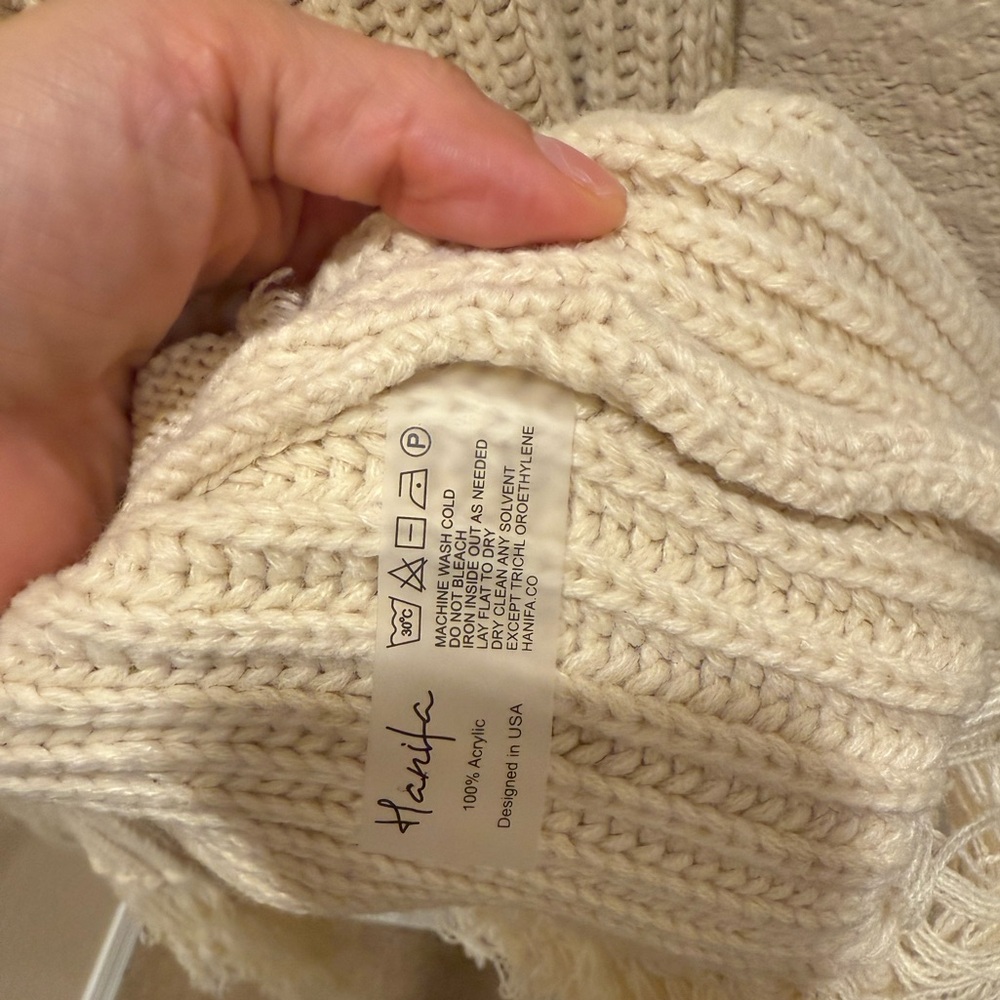 Hanifa Cream Ribbed Cardigan - Picture 7 of 7
